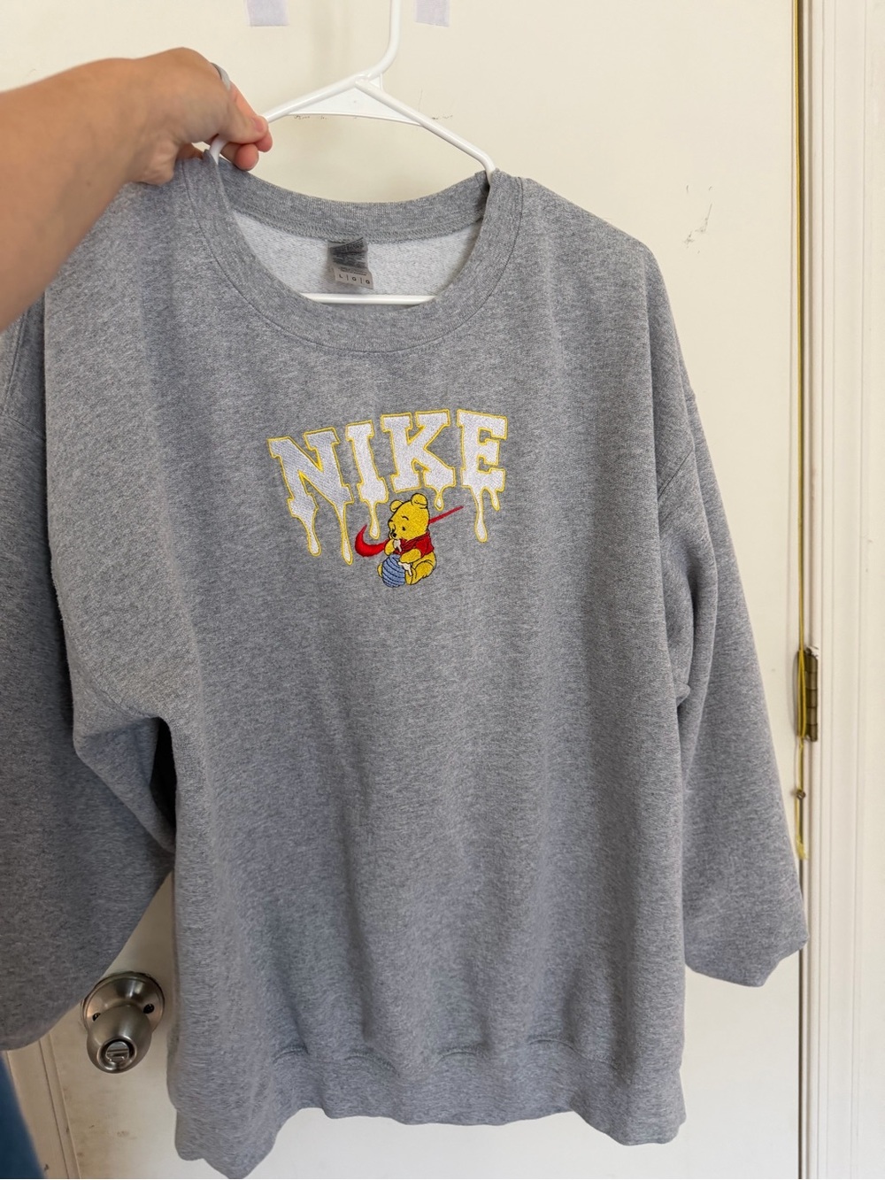 Nike Gray Sweatshirt with Yellow Winnie the Pooh Graphic